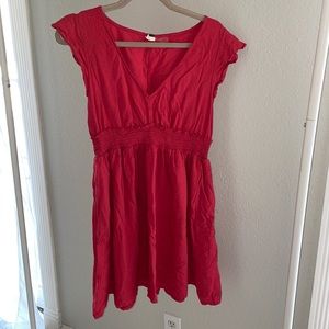 Red v-neck dress from Roxy.